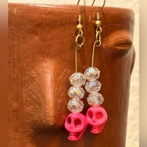 Pink Skull Earrings